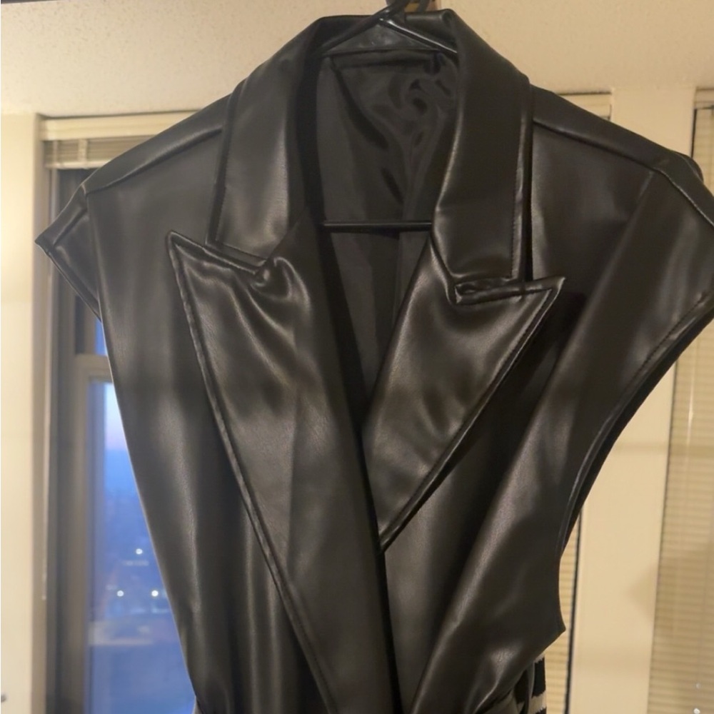 Black Faux Leather Vest